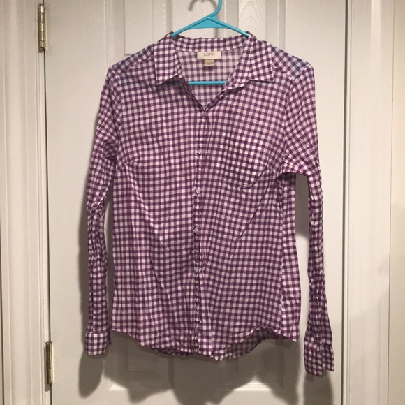 Purple and white checkered blouse - Picture 1 of 1